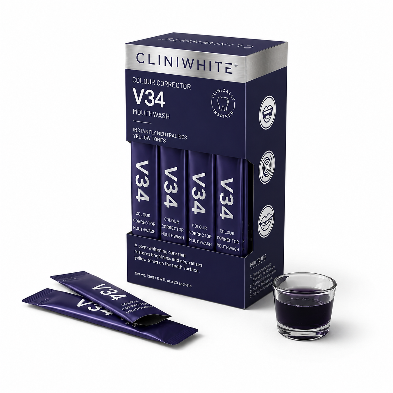 V34 Colour Corrector Mouthwash Sachets (12-Pack)