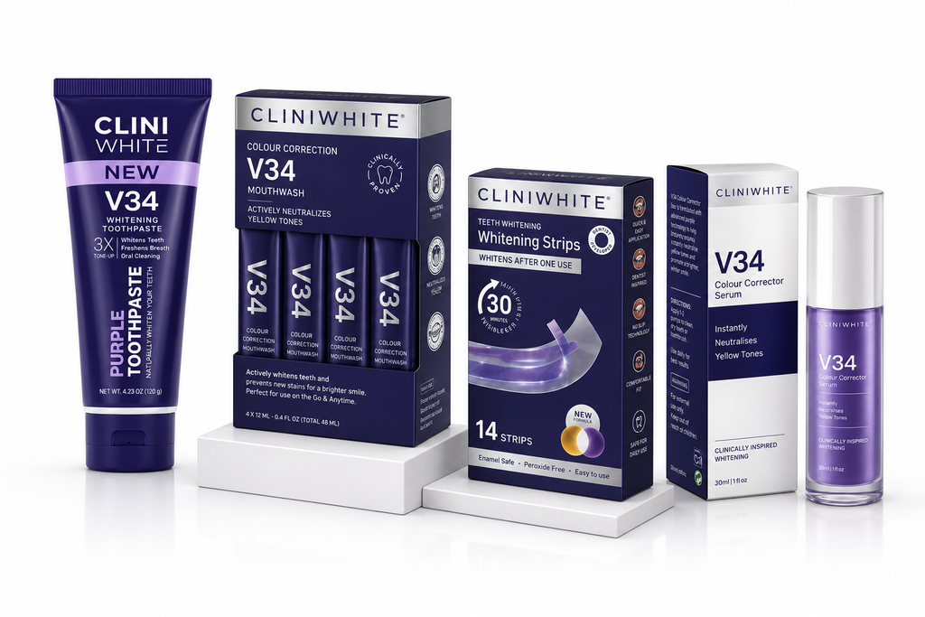 CLINI WHITE V34 Whitening Bundle – Essential 4-Step Brightening Kit